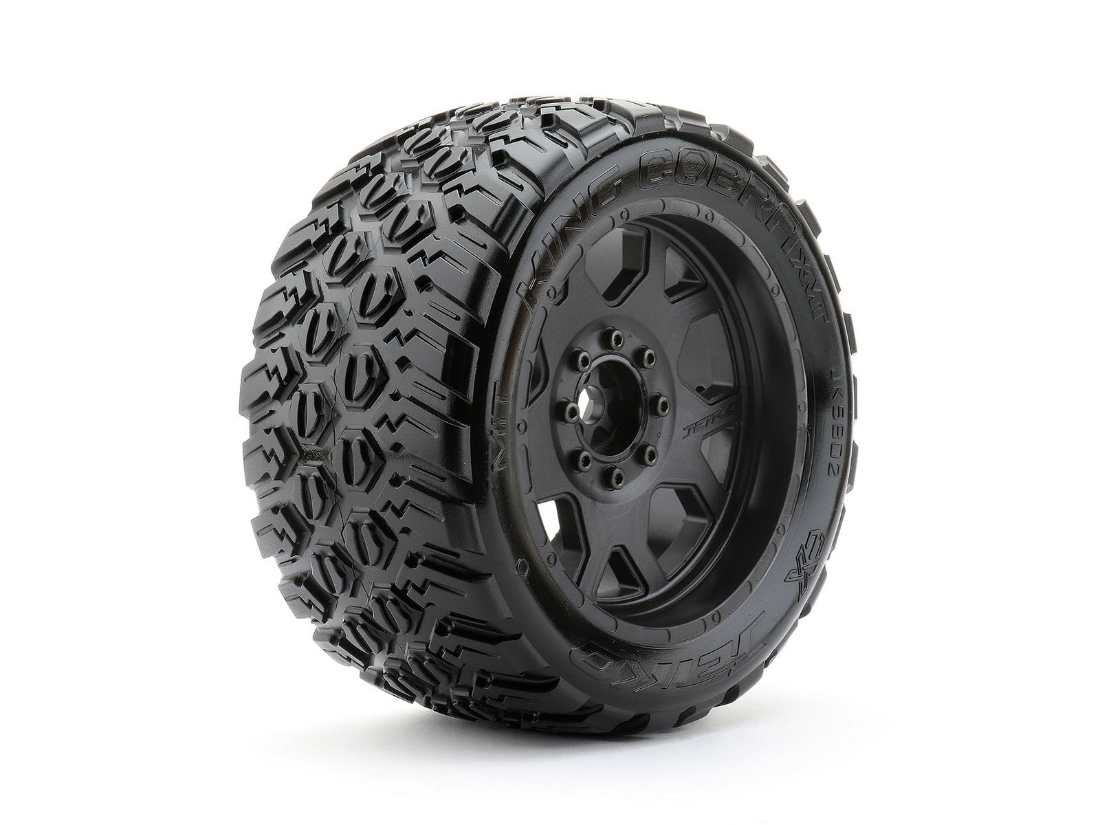 1/5 XMT King Cobra Tires Mounted on Black Claw Rims, Medium Soft, Belted, 24mm for Arrma 24mm hex fits Arrma (Kraton 8s & Outcast 8s)