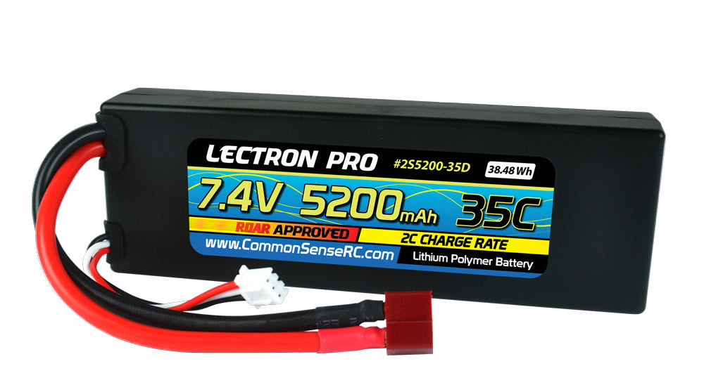 Lectron Pro 7.4V 5200mAh 35C Lipo Battery with XT60 Connector + CSRC adapter for XT60 batteries to popular RC vehicles