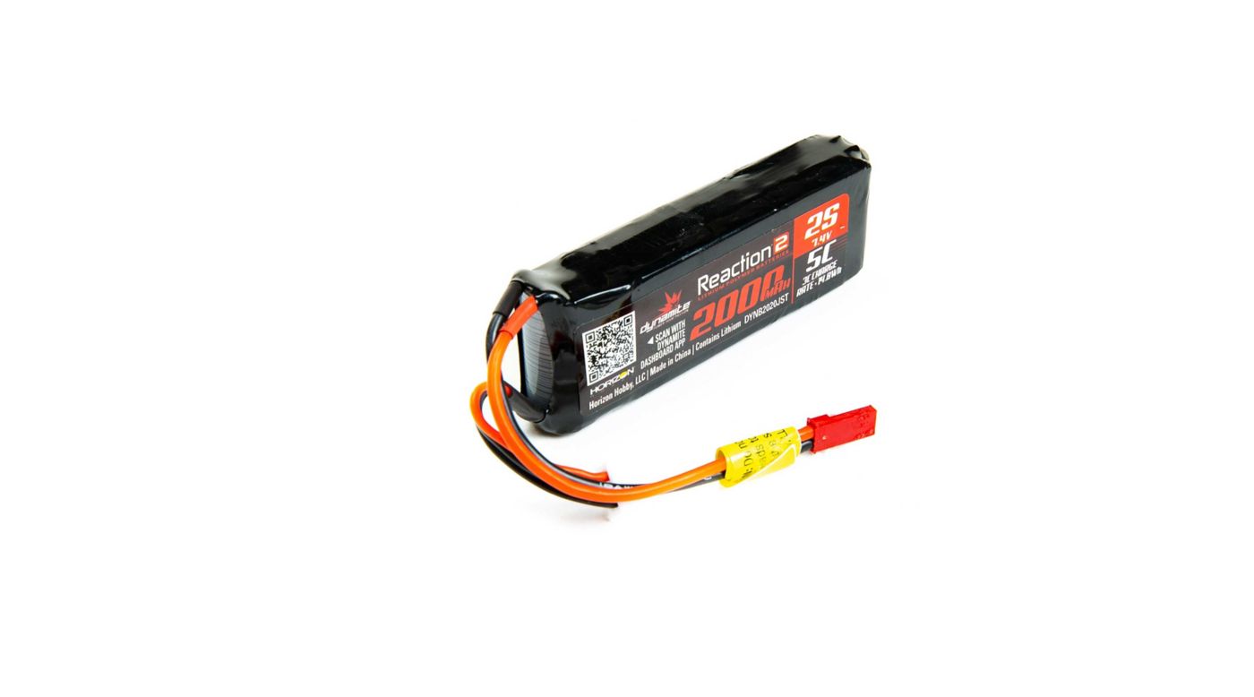 Reaction2 7.4V 2000mAh 2S 5CLiPo RxPck:XXL-2