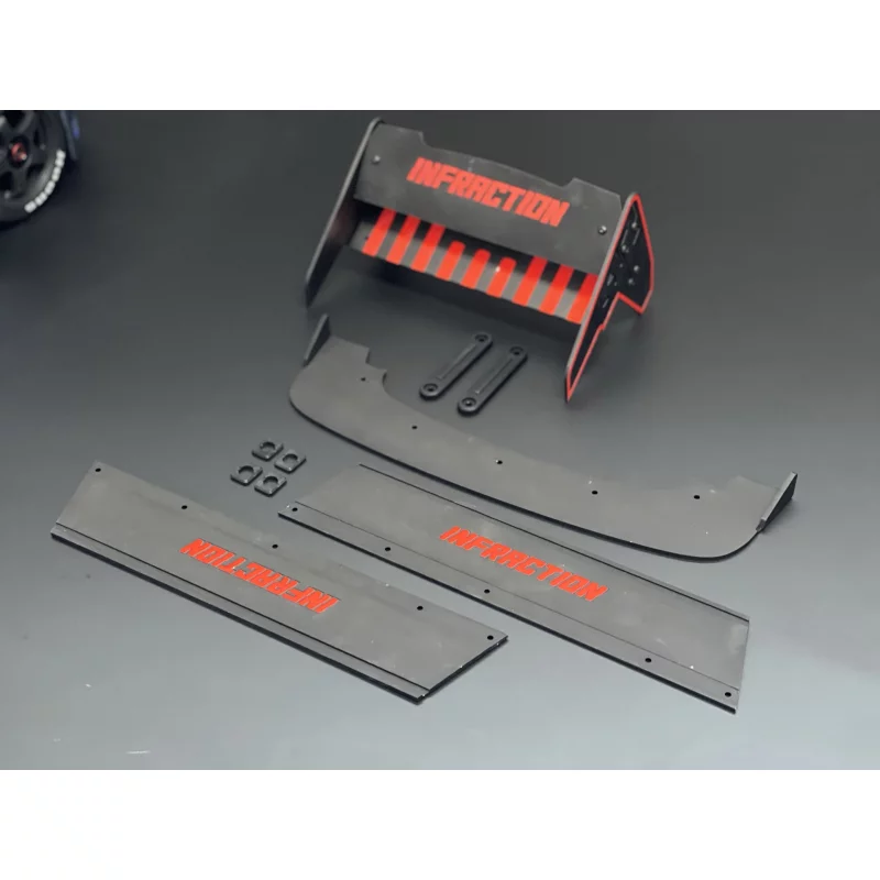 STP1146BK Arrma Infraction 6s Rear Wing, Front Splitter, Side Skirt, Roof BLACK Kit