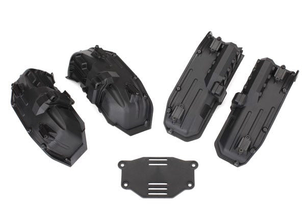 Fenders, inner (narrow), front & rear (2 each)/ rock light covers (8)/ battery plate/ 3x8 flathead screws (4)