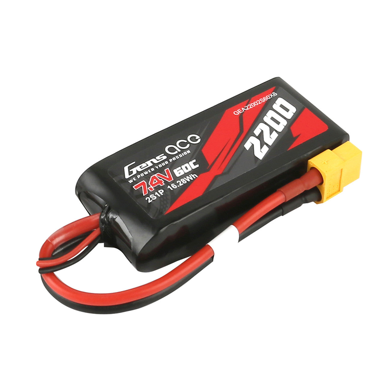 Gens Ace 60C 2S1P 7.4 V 2200mah Lipo Battery Pack With XT60 Plug