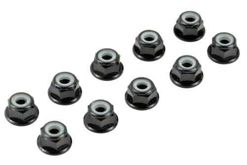 Apex RC Products Black 4mm Aluminum Serrated Nylon Locknut Wheel Nut Set #9800