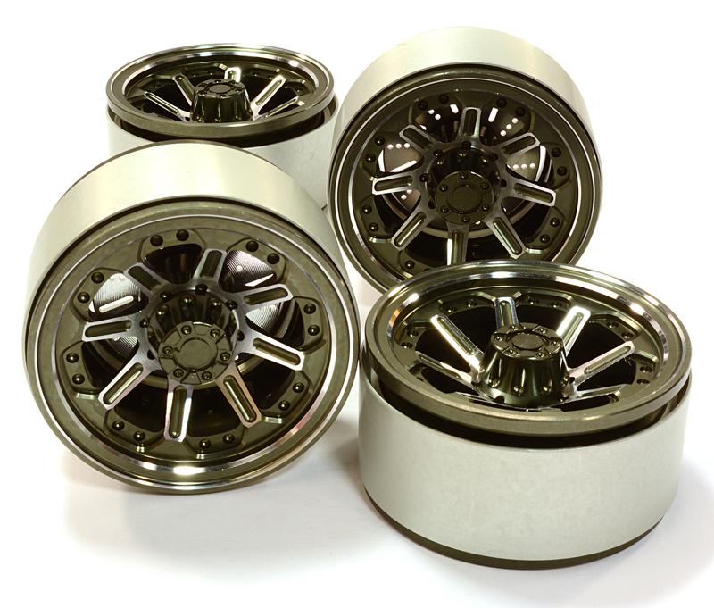 1.9 Size Billet Machined Alloy 8 Spoke Wheel(4) High Mass Type for Scale Crawler C26613GUN