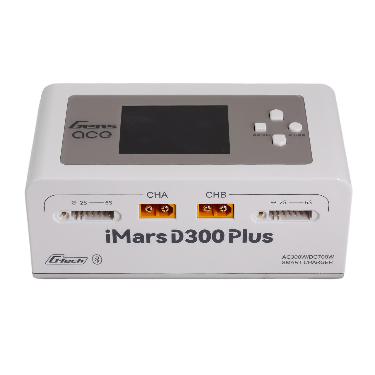 iMars D300 Plus G-Tech Charger with Bluetooth, White The Gens Ace iMars D300 Plus is a cutting-edge dual-channel smart charger built on the proven D300 platform. It keeps all the core features of the G-Tech system and adds Bluetooth remote control. With t