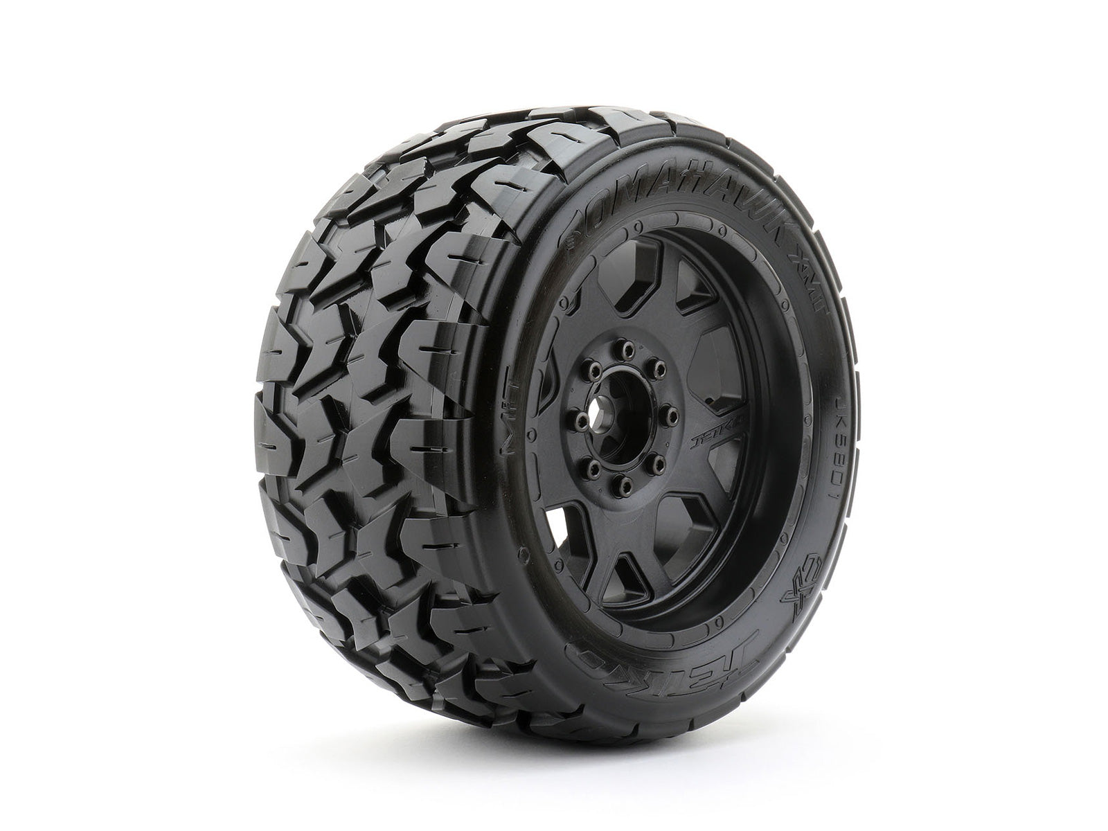 1/5 XMT Tomahawk Tires Mounted on Black Claw Rims, Medium Soft, Belted, 24mm for Arrma (Kraton 8s &
