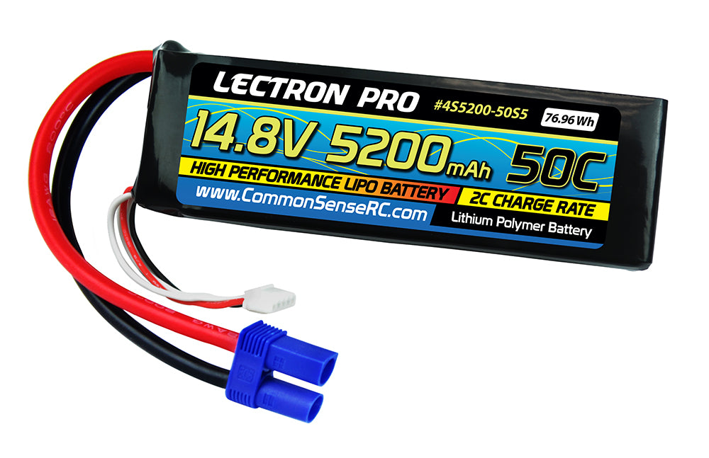 Common Sense RC 4S5200-50EC5 Lectron Pro 14.8V 5200mAh 50C Lipo Battery Soft Case