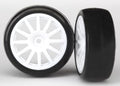 Tires & wheels, assembled, glued (12-spoke white wheels, slick tires) (2)