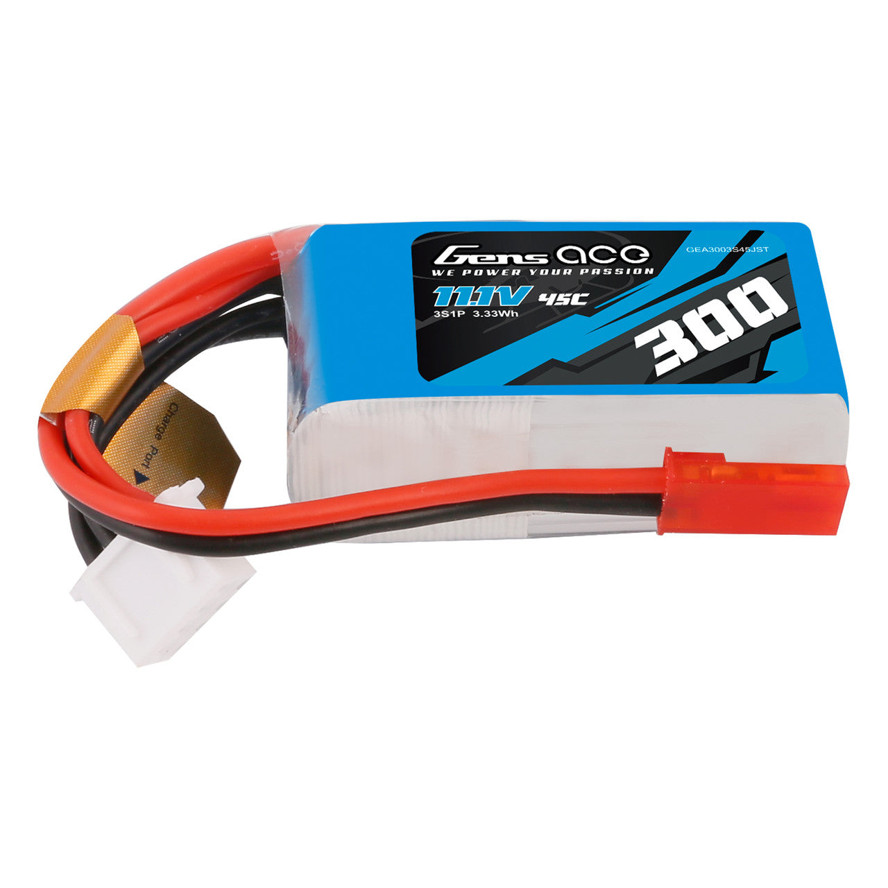 Gens Ace 300mAh 3S 11.1V 45C Lipo Battery Pack With JST Plug