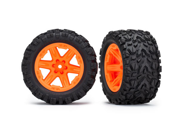 Tires & wheels, assembled, glued (2.8') (RXT orange wheels, Talon Extreme tires, foam inserts) (2WD electric rear) (2) (TSM rated)