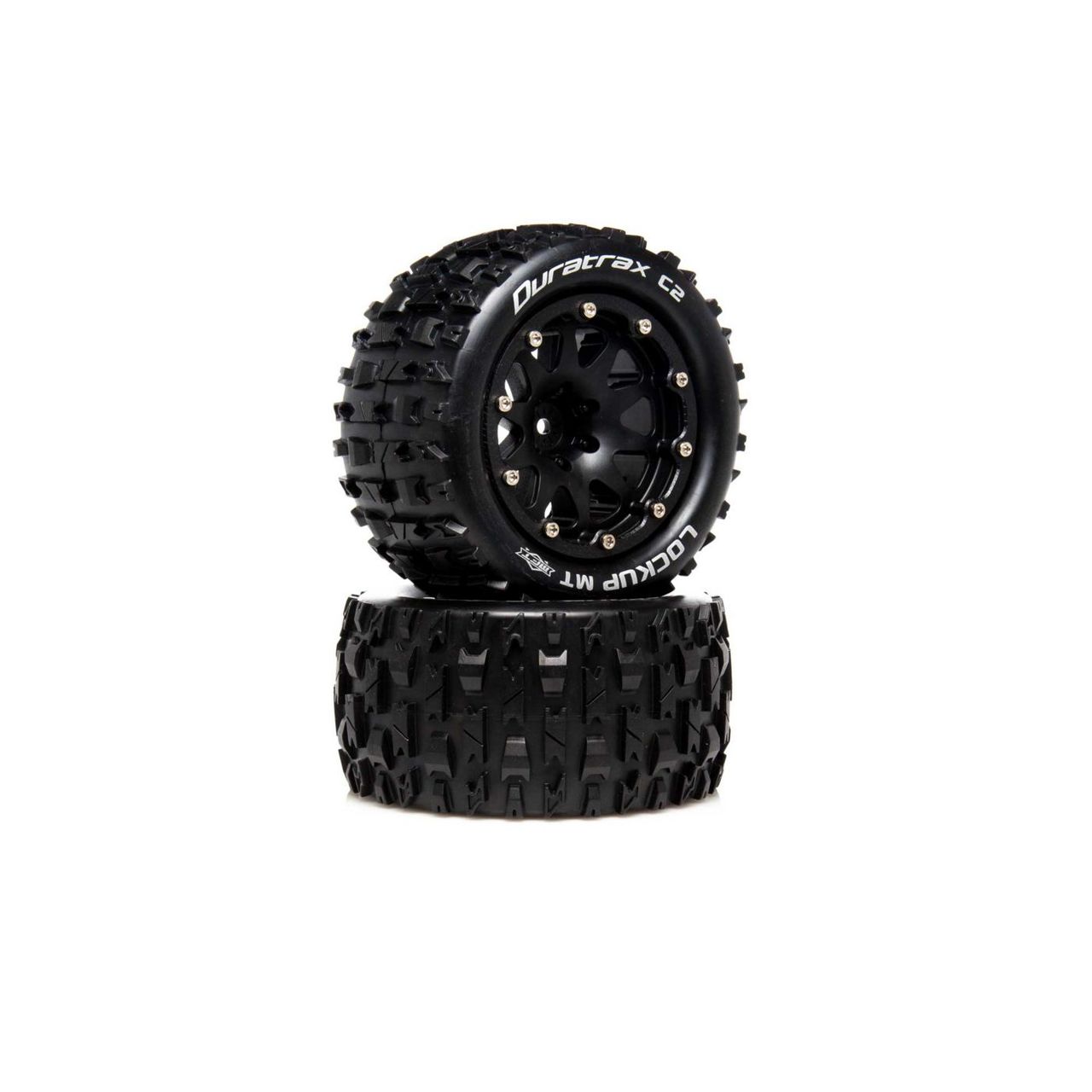 DuraTrax .5 Offset Black Lockup MT Belted 2.8 2WD Mounted Rear Tires (2) DTXC5518