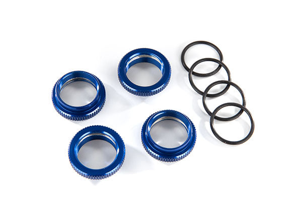 Spring retainer (adjuster), blue-anodized aluminum, GT-Maxx shocks (4) (assembled with o-ring)