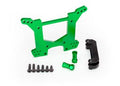 Shock tower, rear, 7075-T6 aluminum (green-anodized) (1)/ body mount bracket (1)