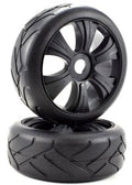 APEX RC PRODUCTS 1/8 ON-ROAD BLACK AGGRESSOR WHEELS & SUPER GRIP TIRE SET #6024