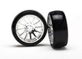 7573 Tires & wheels, assembled, glued (12-spoke chrome wheels, slick tires) (2)