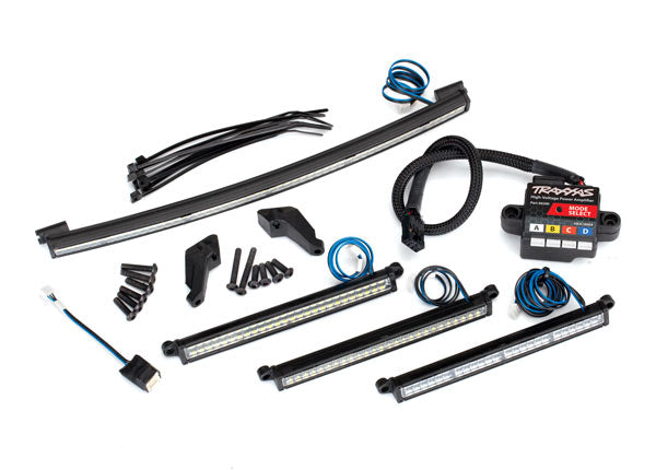 LED light set, complete (includes front light bar (2), rear light bar, curved roof light bar, and high-voltage power amplifier)