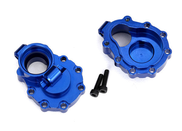 8253X - Portal housings, inner (rear), 6061-T6 aluminum (blue-anodized) (2)/ 2.5x10 CS (2)
