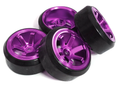 6 Spoke Complete Wheel & Tire Set (4) for Drift Racing (O.D.=62mm) C31348PURPLE