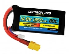 4S1350-80X  Lectron Pro 14.8V 1350mAh 80C Lipo Battery with XT60 Connector for FPV Racers