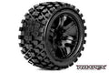 Rhythm 1/10 Stadium Truck Tires, Mounted on Black Wheels, 1/2 Offset, 12mm Hex (1 pair)