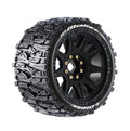 MT-Mallet Speed 1/8 Monster Truck Tires, 0" & 1/2" Offset, 17mm Removable Hex on Black Rim, Soft (2)