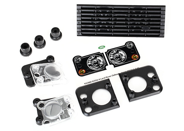 Grille, Land Rover Defender / grille mount (3)/ headlight housing (2)/ lens (2)/ headlight mount (2) (fits #8011 body)