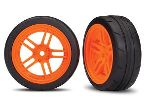 Tires and wheels, assembled, glued (split-spoke orange wheels, 1.9' Response tires) (front) (2) (VXL rated)