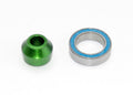 Bearing adapter, 6061-T6 aluminum (green-anodized) (1)/ 10x15x4mm ball bearing (black rubber sealed) (1) (for slipper shaft)