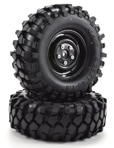 APEX RC PRODUCTS 1.9" BLACK "K1" WHEELS + 108MM "MUNCHER" CRAWLER TIRES #6150