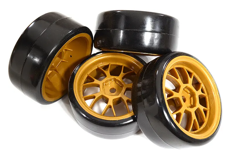 7Y Spoke Complete Wheel & Tire Set (4) for Drift Racing (O.D.=62mm) C30879