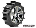 Paddle 1/8 Buggy Tires, Mounted on Chrome Black Wheels, 17mm Hex (1 pair)