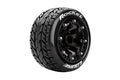 ST-Rocket 1/16 Stadium Truck Tires, 12mm Hex, Soft, Mounted on Black Spoke Rim, Front/Rear (2)