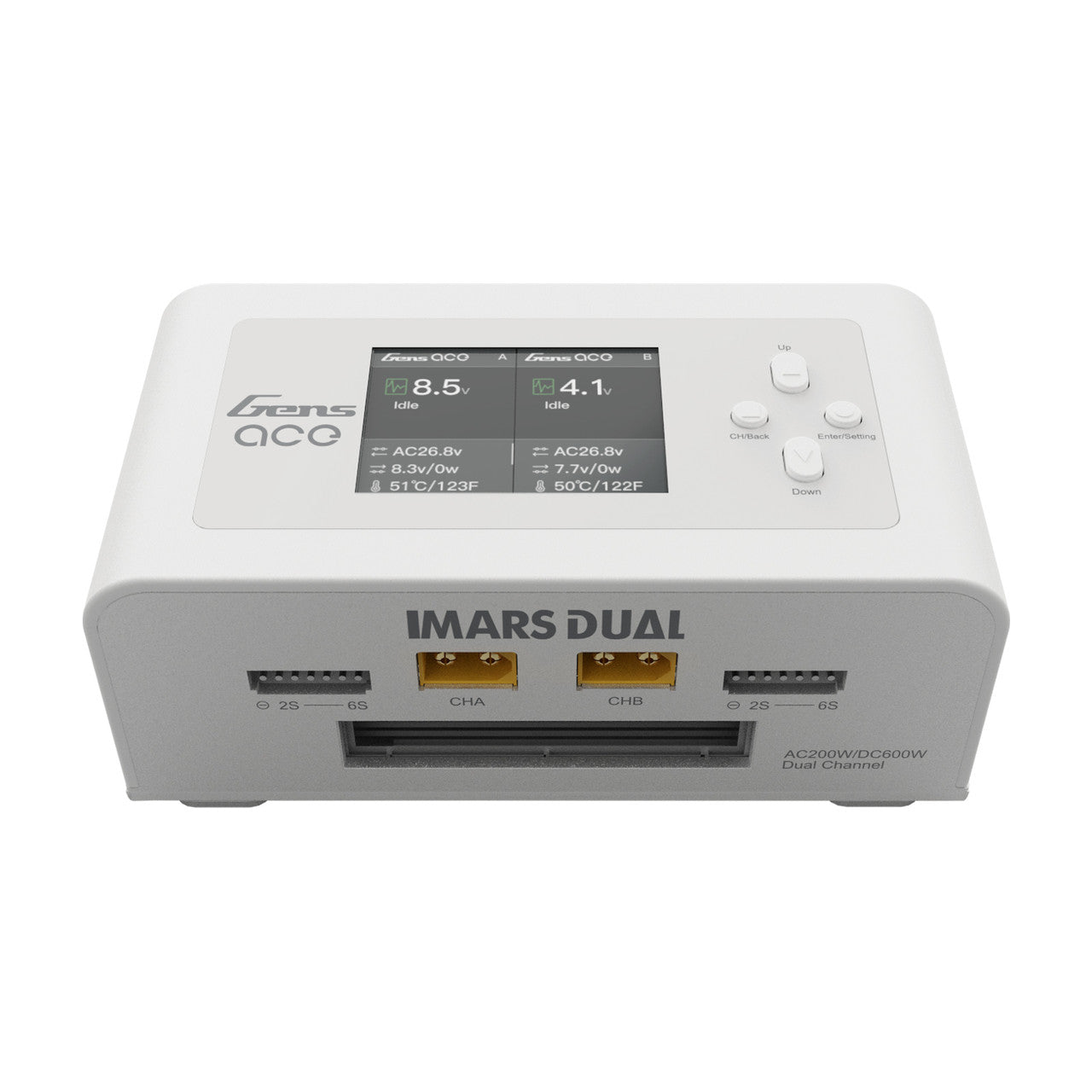GensAce Imars Dual Channel AC200W/DC300W Balance Charger White