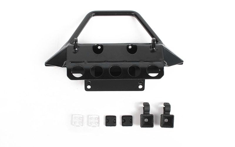 Rough Stuff Metal Front Bumper w/ Flood Lights for Axial 1/10  SCX10 III Jeep JLU Wrangler