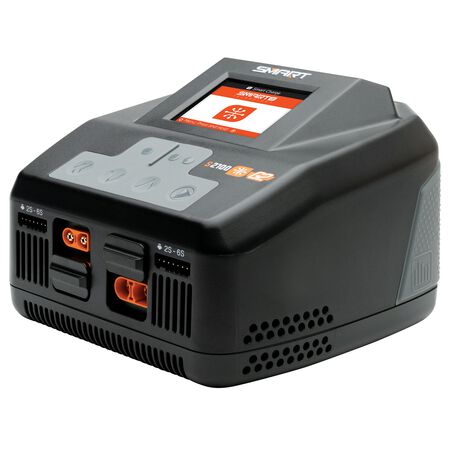 S2100 G2 2x100W AC Smart Charger The 2x100W Spektrum™ S2100 Smart AC Charger provides easy charging for all modelers, especially using Smart batteries — with Auto Charge simplicity, one-connection balancing, IC3® or IC5® output ports for adapter-free conv