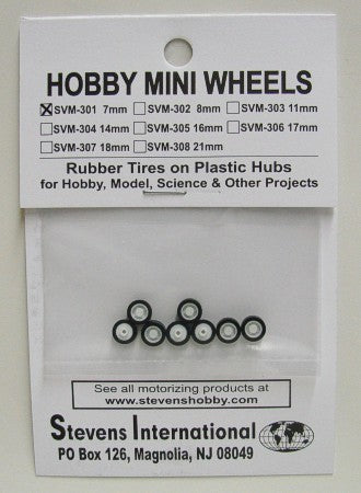 7mm Rubber Tires on Plastic Hubs (8)
