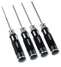 APEX RC PRODUCTS 4PC 1.5MM 2.0MM 2.5MM 3.0MM METRIC ALLEN KEY SET W/ ALUMINUM HANDLES #2740