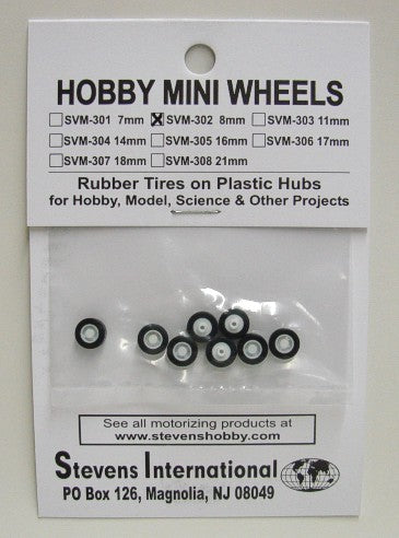 8mm Rubber Tires on Plastic Hubs (8)