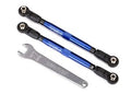 Toe links, front, Unlimited Desert Racer (TUBES blue-anodized, 7075-T6 aluminum, stronger than titanium) (102mm) (2) (assembled with rod ends and hollow balls)/ aluminum wrench, 7mm (1)