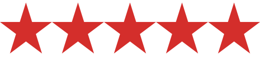 Five red stars on a white background