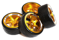 5 Spoke Complete Wheel & Tire Set (4) for Drift Racing (O.D.=62mm) C31345GOLD
