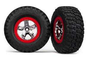 5869 Tires/Whls Assembled Red Beadlock Slash VXL (2)