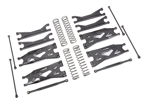 tra7895 - Suspension kit, X-Maxx® WideMaxx®, black (includes front & rear suspension arms, front toe links, driveshafts, shock springs) -