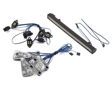 LED light set, complete (contains rock light kit, LED light bar (Rigid®), LED headlight/tail light kit, power supply, & 3-in-1 wire harness) (fits #8011 body)