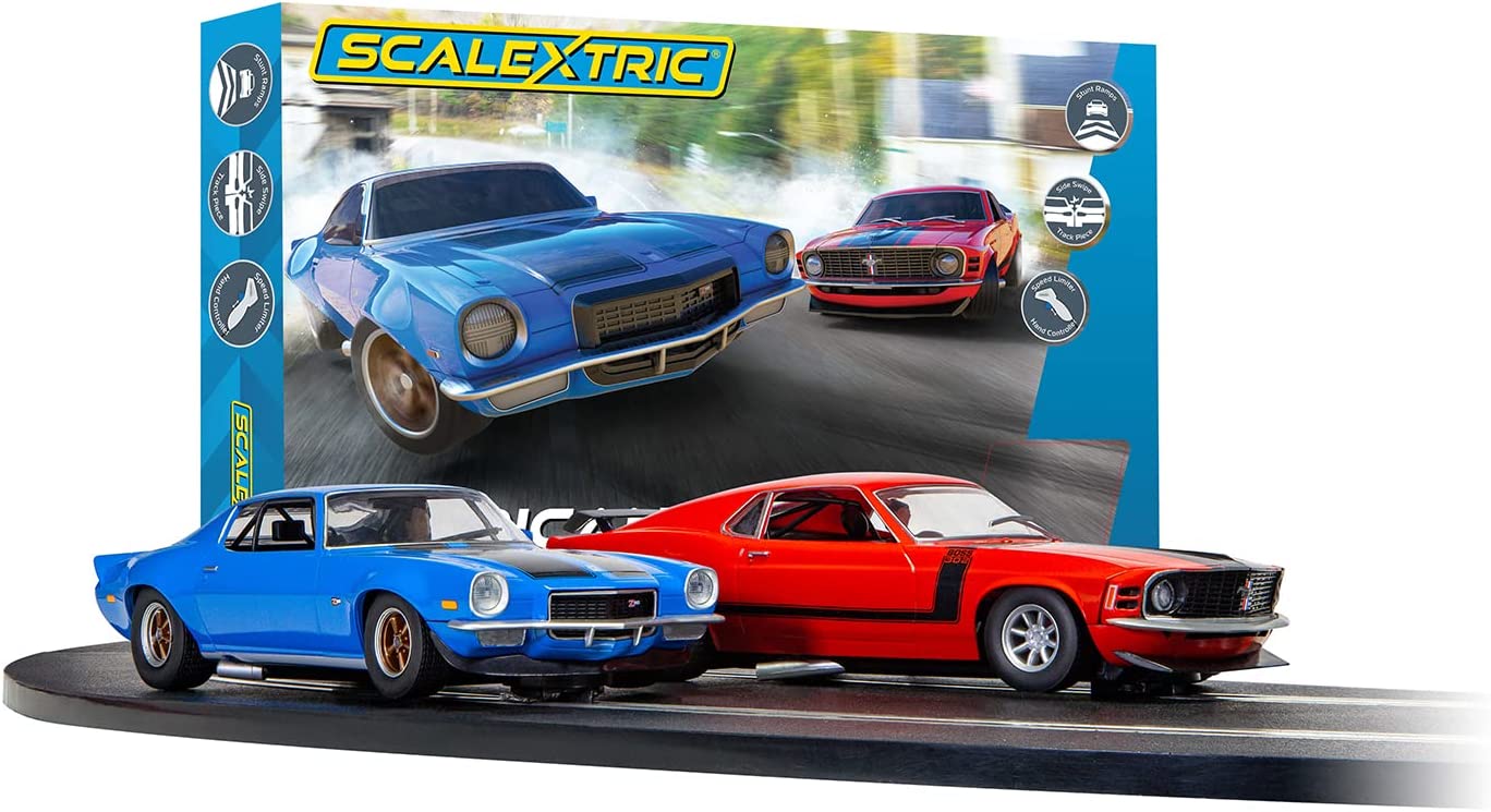 SCALEXTRIC AMERICAN POLICE CHASE - AMC VS DODGE 1:32 SLOT CAR RACE SET C1405T