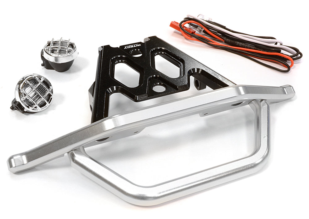 BILLET MACHINED FRONT BUMPER SET W/ LED LIGHTS FOR AXIAL 1/10 YETI ROCK RACER C26043black