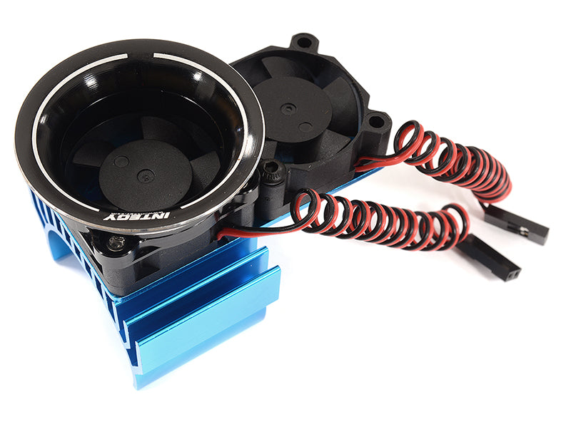 36mm Motor Heatsink + Twin 30x30mm Fan w/ Intake Ram Funnel for 1/10 Scale C30954BLUE