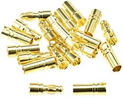 3.5mm Male / Female Gold Bullet Conn Plugs - 10 Pair #1102