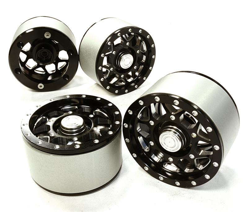 High Mass 2.2 Size Alloy XV12 Spoke Beadlock Wheel(4) for Scale Off-Road Crawler C26414BLACK