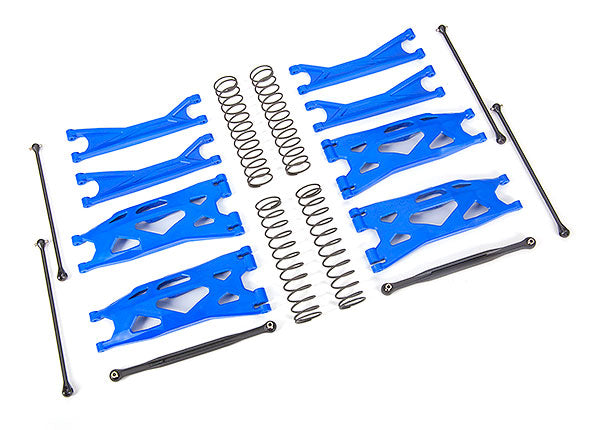 tra7895x blue- Suspension kit, X-Maxx® WideMaxx®, black (includes front & rear suspension arms, front toe links, driveshafts, shock springs) -